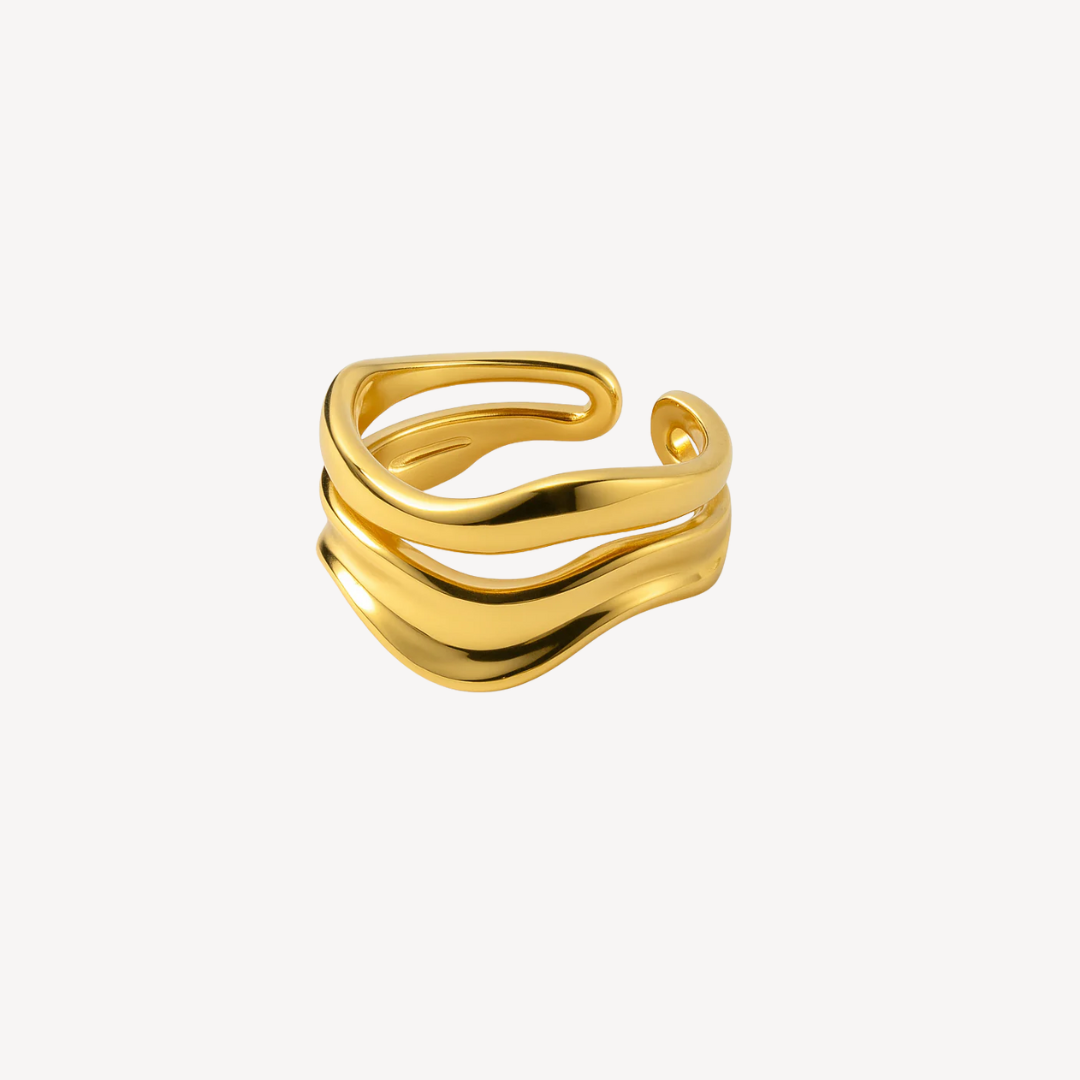 Wave 18k Guldbelagt Ring