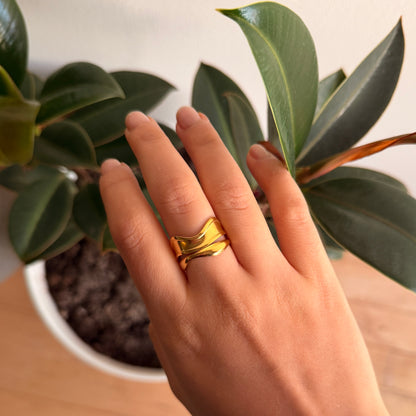 Wave 18k Guldbelagt Ring