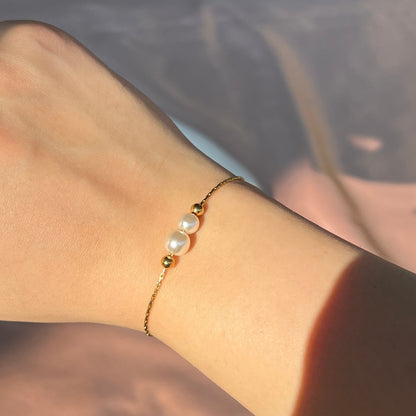 Twin Pearl Armbånd 18K Guldbelagt