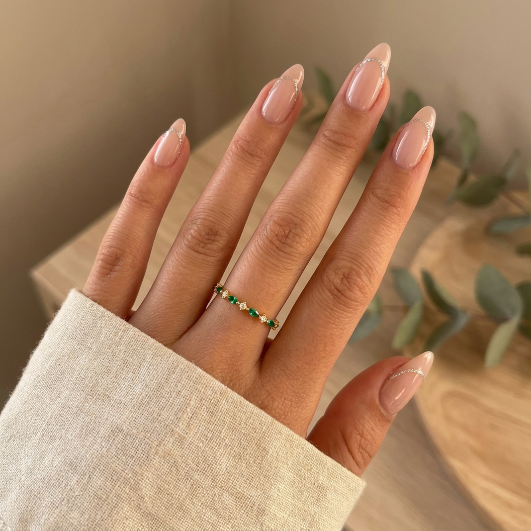 Emerald Eternity Ring 18k Guldbelagt